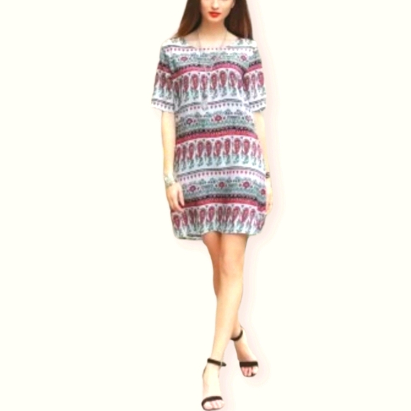 NWOT ~ SHEIN Boho Tribal Print Shift Dress - Picture 3 of 10